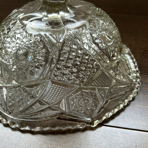 Vintage 1910 Keystone Pattern Pedestal Compote by U.S. Glass Co. (Reproduction) - Picture 5 of 14